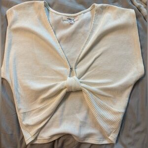 O'Neill Cream Knotted V-Neck Blouse-Medium